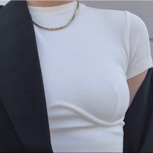 Princess Polly Black Ribbed Corset Bodysuit